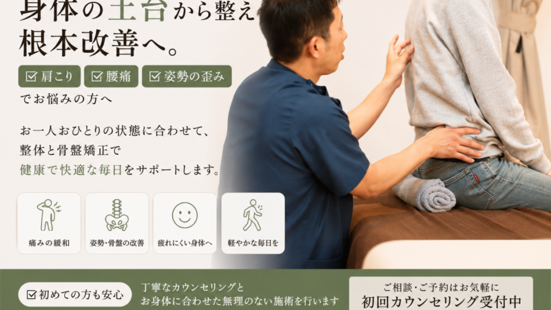 身体の不調は、姿勢や骨盤のゆがみが原因かもしれません
