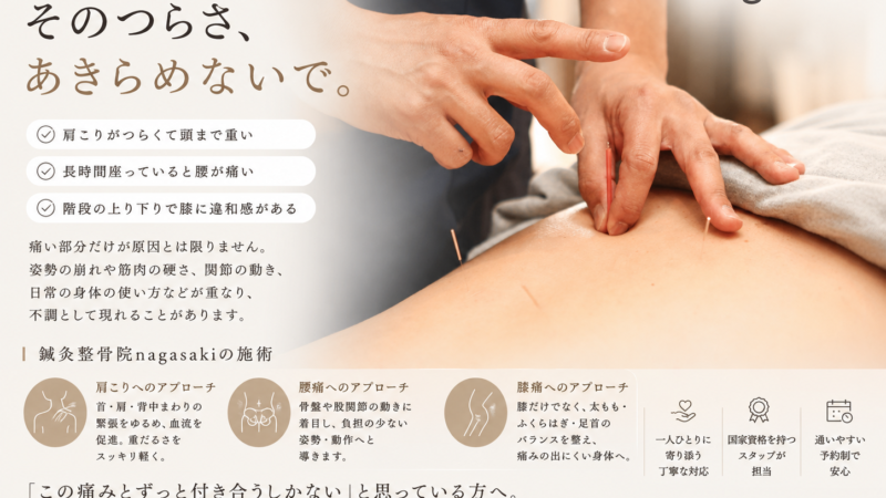 【肩こり・腰痛・膝痛でお悩みの方へ】